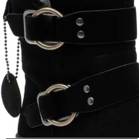 J/Slides NYC Nelly Black Women Winter Boot Size 7 Suede Faux Fur Waterproof New - Picture 10 of 11